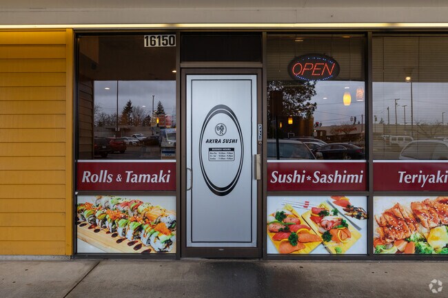 The entrance to Akira Sushi welcomes diners to one of Clackamas’s popular restaurants.