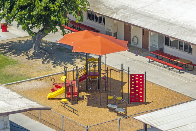 There is a small playground at R.M. Miano Elementary School in Los Banos.