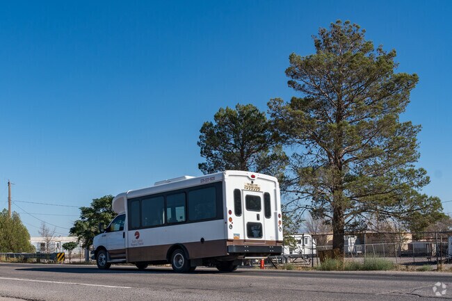 A small transit shuttle commutes Mesquite residents in and out of Las Cruces.