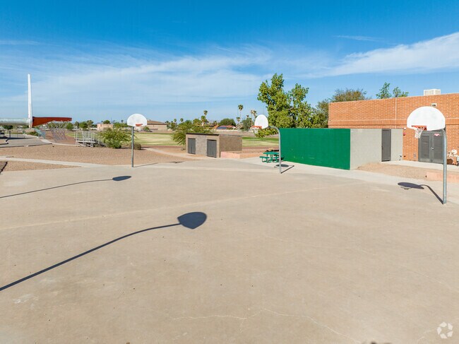 Saguaro Elementary School students can play basketball with friends during gym class.