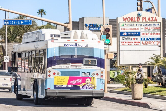 Buslines run all along Pioneer Boulevard in Artesia.