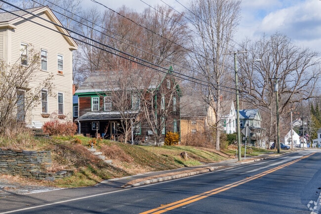 River Street in Conway has a quiet feel to the area and the homes are rustic but close.