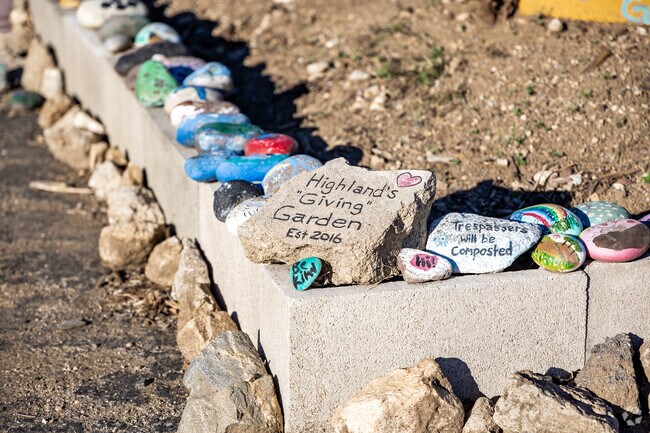 Highland's Giving Garden in San Andreas features vibrant murals celebrating local culture.
