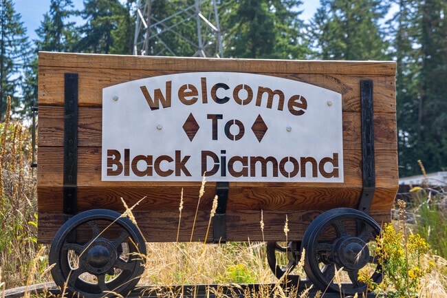 Black Diamond's welcome sign nods to its 1880s coal town roots.
