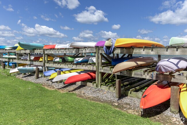 Store your canoe on the canoe racks at Meyers Park.