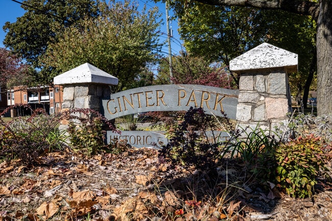 The entrance sign welcomes you to Ginter Park.