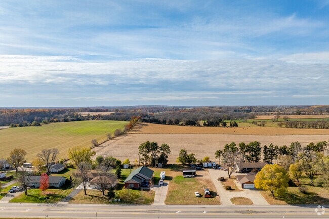 Homes in Saint Augusta are nestled near picturesque farmland.