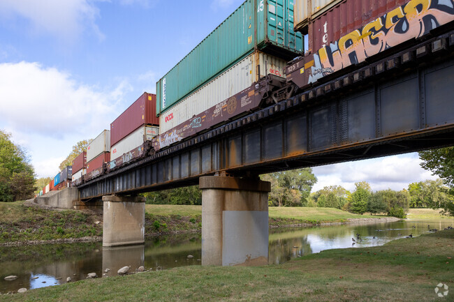 Trains cross the scenic White River in Whitely frequently.