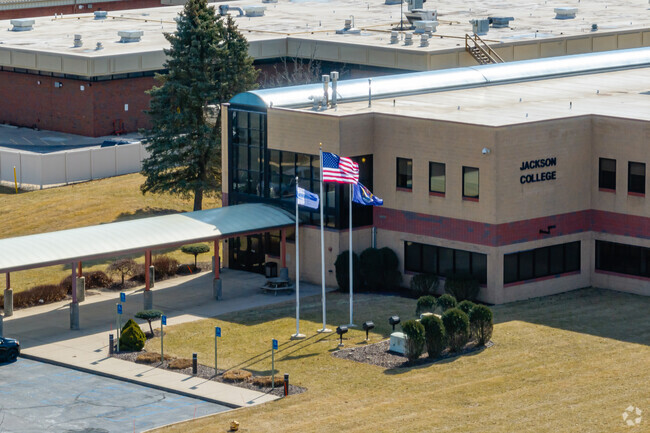 Two main lots feature respective entrances to Jackson College and Lisd Tech Center.