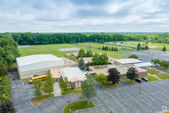 Aerial view of Hope Christian Academy exterior front in Westland.