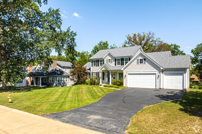 Most homes in the neighborhood have garages.