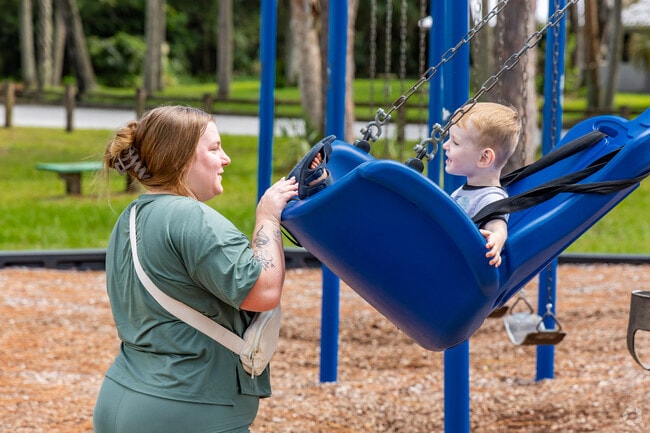 How much fun is the swing set at Fire Station Park.