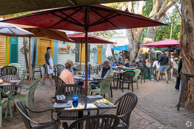 Blue Heaven Restaurant has a charming courtyard patio that visitors enjoy very much.