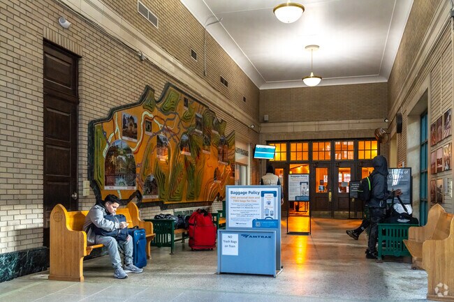 The interior of the Johnstown Station is memorialized with historical events of Johnstown.