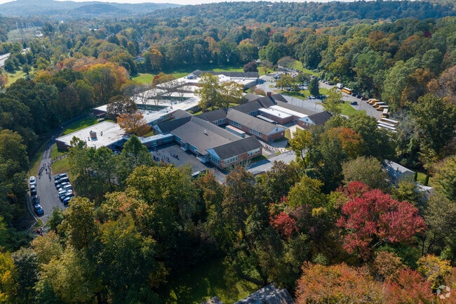 Todd Elementary School is surrounded by a wooded area in Briarcliff Manor, NY.