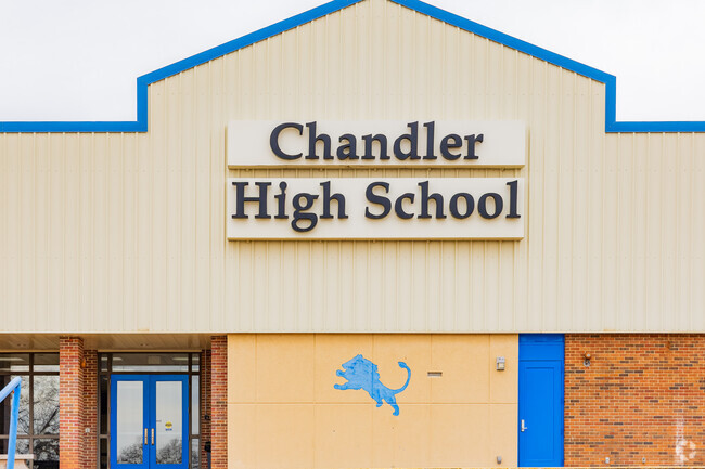 Close up shot of the signage of Chandler Junior High School.