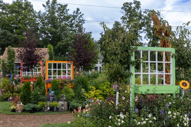 Colorful art installations can be found all throughout Boscawen.