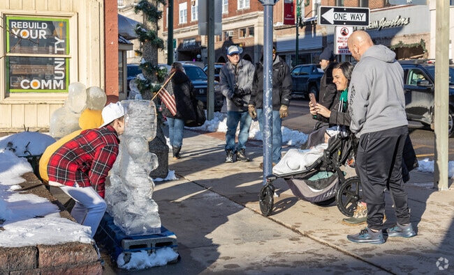 Get your picture with the ice sculptures at the Fire & Ice Festival.