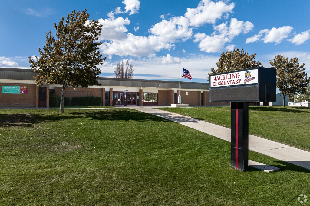 Jackling Elementary School has a flag flying at half mass at the front entrance
