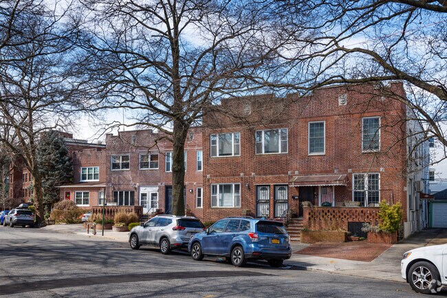 Federal-style row houses showcasing Windsor Terrace's historic elegance.