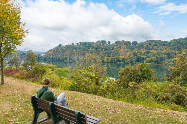 Enjoy beautiful scenic views of the Ohio River from the benches along the river in Beaver.