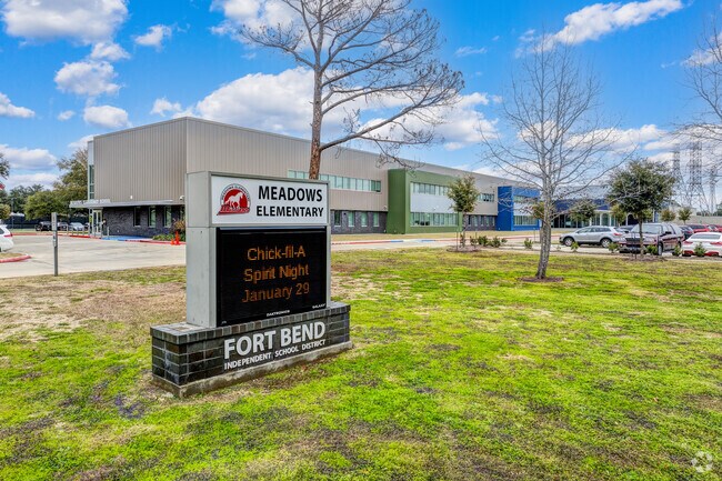 Meadows Elementary is centrally located, serving Houston's diverse community.
