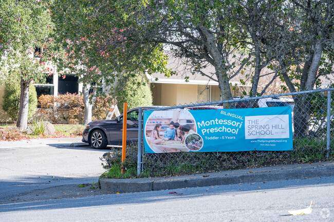 The Spring Hill School is located behind and unaffiliated with the United Church of Christ.