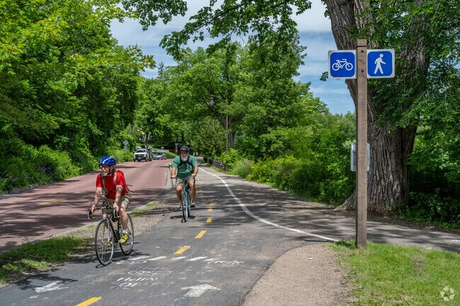 There are bike trails that lead past Cedar Lake Pointe Beach.