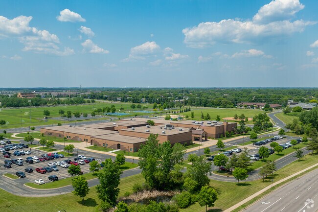 The beautiful campus of Woodland Elementary School includes modern amenities for students.