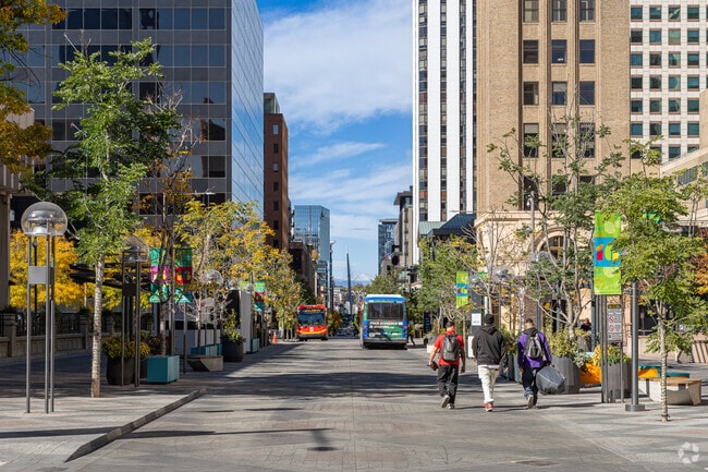 16th Street Mall is very walkable in Central Business District.