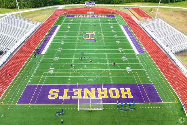 Hampton High School features well kept sports facilities.