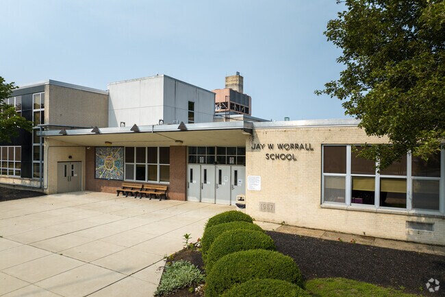 Worrall Elementary School is recognizable by its mid-century architecture.