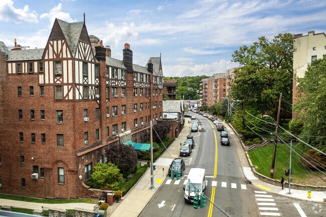 Hartsdale Avenue has a more urban feel with many tall apartment buildings.