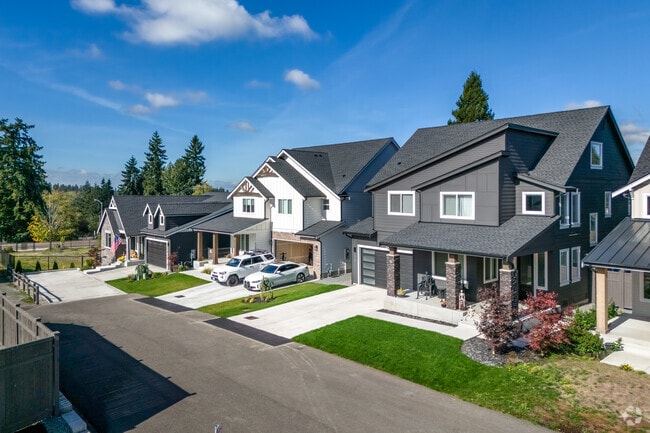 A row of newly built homes east of downtown in Puyallup.
