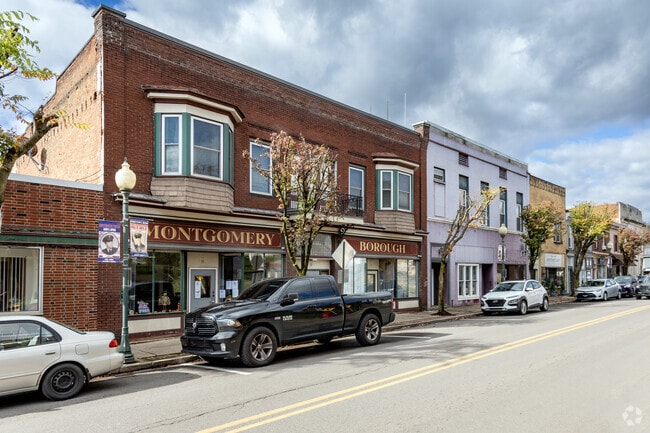 Main Street in Montgomery offers local shops and casual dining spots.