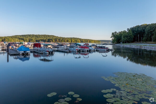 Prince Gallitzin State Park offers forested hills that cradle Glendale Lake with hiking trails.