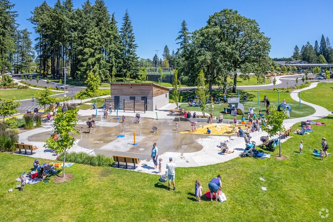 The splash pad at Cedar Hills Park is a popular place to cool off in the summer.