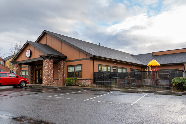 Main student entrance of Tree Hill Learning Center.