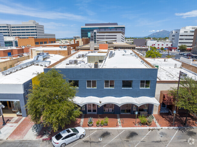 Aerial front view of school