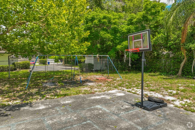 Cornerstone Foundation Academy also has a basketball court and swingset play area.