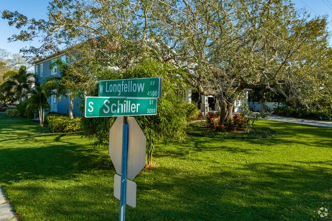 Street names at the corner in front of home in Sunset Park.