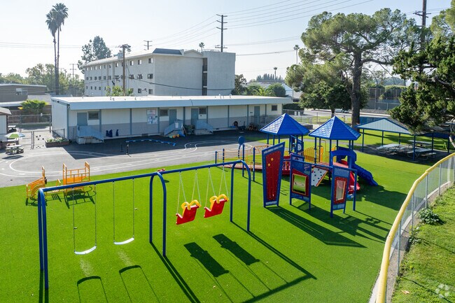 Park Elementary School has multiple playgrounds.
