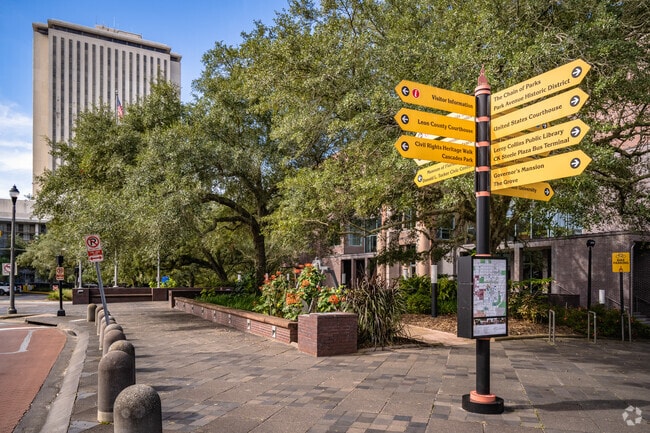 Markers and streets signs help Downtown Tallahassee visitors get to where they need to go.