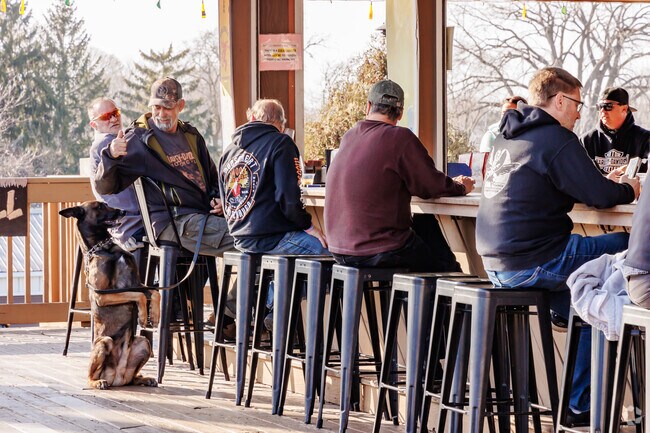 Docks Bar & Grill is a festive spot with lake vies and outdoor bar.
