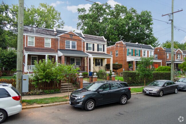 Two-story brick row homes line the streets of Benning and make up most of the housing stock.