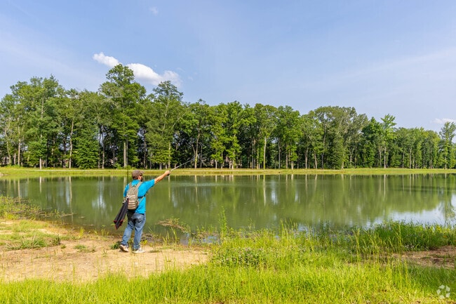 Anglers can fish at one of the lakes along the Elgie's Walk Greenway in Huntsville.