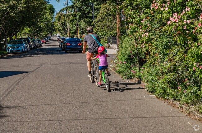 Biking through Sunnyside neighborhood.