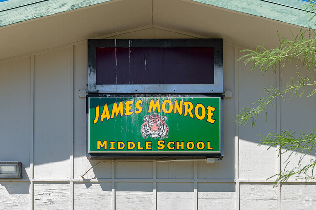 The marquee at James Monroe Middle School keeps students and parents informed.
