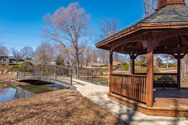 The gazebo at Beth Schmidt Park overlooks a small gazing pond.