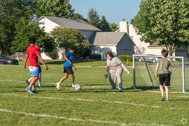 Cantore Park has a large open field where friends can play a game of soccer anytime.